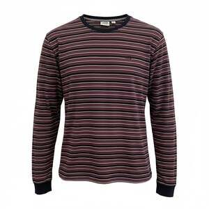 Vans Off The Wall Men's Striped Long Sleeve Shirt Maroon Black Sz L Skate Street